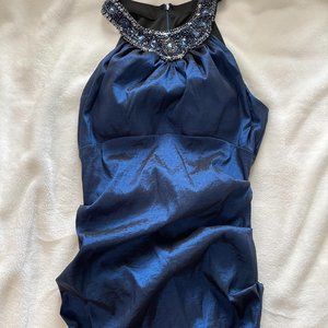 Xscape Body Con Navy Blue Jewel Dress 10
